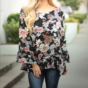 Black floral blouse